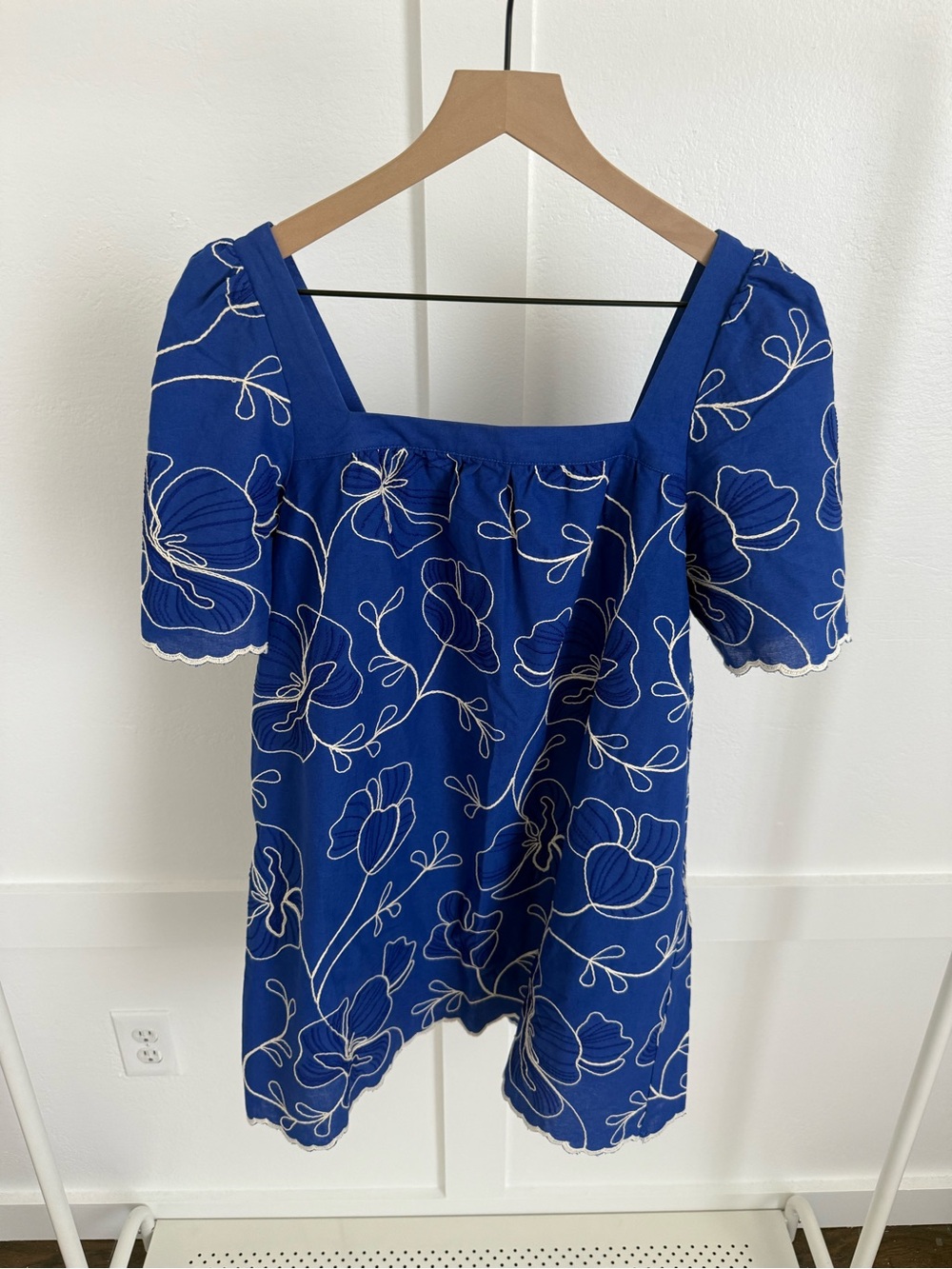 Sezane Juliana Floral Mini Dress Azure Blue - Picture 2 of 5